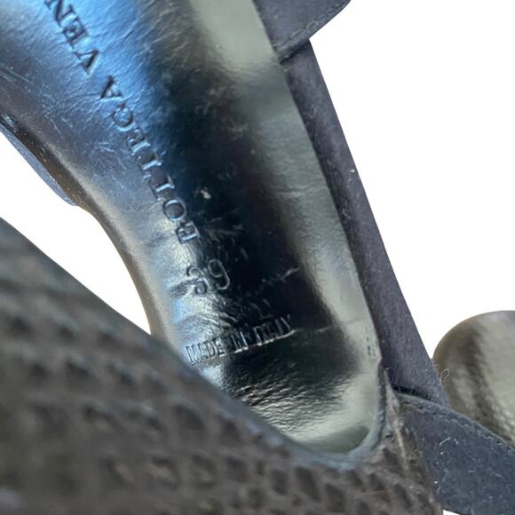 Bottega Veneta Brown Leather T-Strap Cut Out Heels Pumps Black Satin size 39 9 - Picture 16 of 16